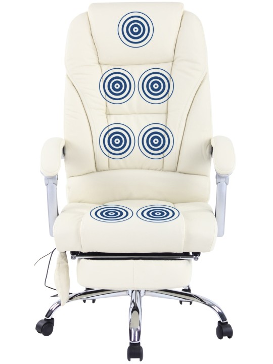 Pacific aitoa nahkaa oleva työtuoli hierontatoiminnolla, kermanvärinen Pacific aitoa nahkaa oleva työtuoli hierontatoiminnolla, kermanvärinen