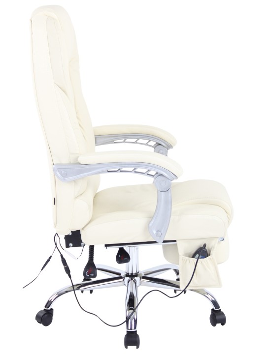 Pacific aitoa nahkaa oleva työtuoli hierontatoiminnolla, kermanvärinen Pacific aitoa nahkaa oleva työtuoli hierontatoiminnolla, kermanvärinen