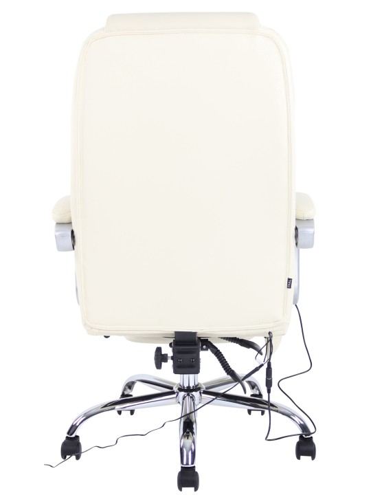 Pacific aitoa nahkaa oleva työtuoli hierontatoiminnolla, kermanvärinen Pacific aitoa nahkaa oleva työtuoli hierontatoiminnolla, kermanvärinen