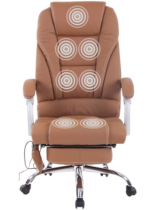 Pacific aitoa nahkaa oleva työtuoli hierontatoiminnolla, vaaleanruskea Pacific aitoa nahkaa oleva työtuoli hierontatoiminnolla, vaaleanruskea