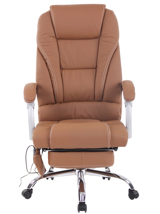 Pacific aitoa nahkaa oleva työtuoli hierontatoiminnolla, vaaleanruskea Pacific aitoa nahkaa oleva työtuoli hierontatoiminnolla, vaaleanruskea