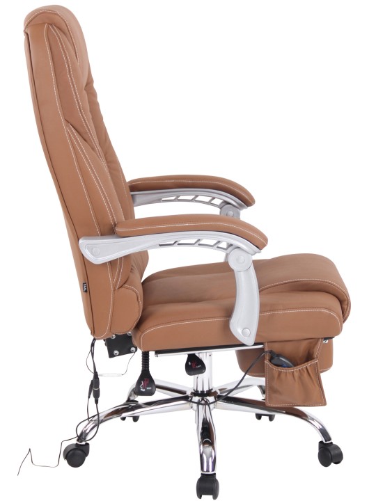 Pacific aitoa nahkaa oleva työtuoli hierontatoiminnolla, vaaleanruskea Pacific aitoa nahkaa oleva työtuoli hierontatoiminnolla, vaaleanruskea