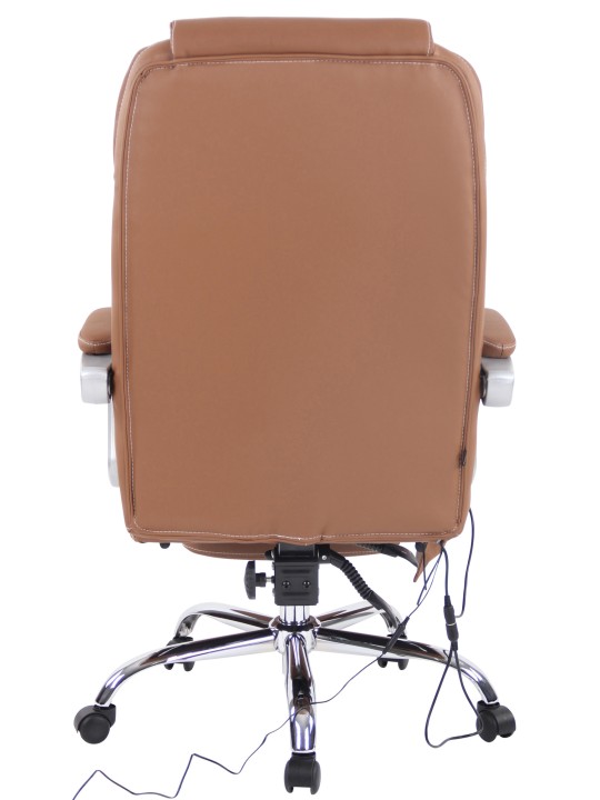 Pacific aitoa nahkaa oleva työtuoli hierontatoiminnolla, vaaleanruskea Pacific aitoa nahkaa oleva työtuoli hierontatoiminnolla, vaaleanruskea