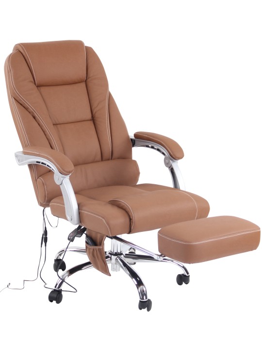 Pacific aitoa nahkaa oleva työtuoli hierontatoiminnolla, vaaleanruskea Pacific aitoa nahkaa oleva työtuoli hierontatoiminnolla, vaaleanruskea