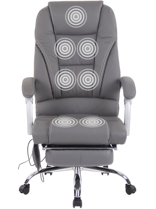 Pacific aitoa nahkaa oleva työtuoli hierontatoiminnolla, harmaa