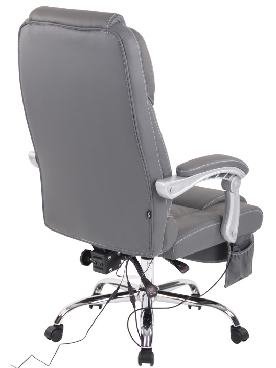 Pacific aitoa nahkaa oleva työtuoli hierontatoiminnolla, harmaa