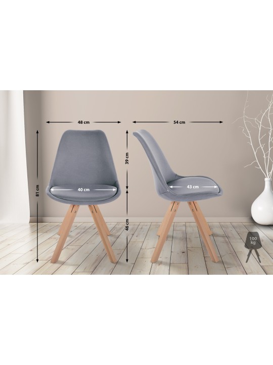 Tuoli Sofia kangas Square, vaaleanharmaa