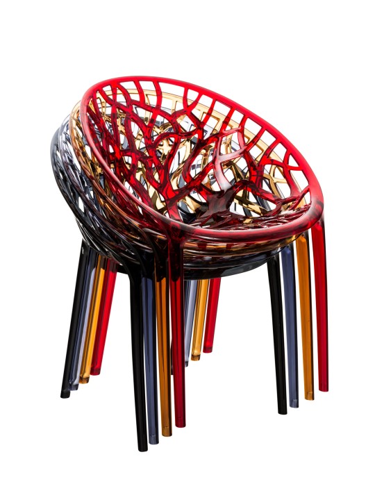 2 pinoavan tuolin SETTI CRYSTAL, läpinäkyvä