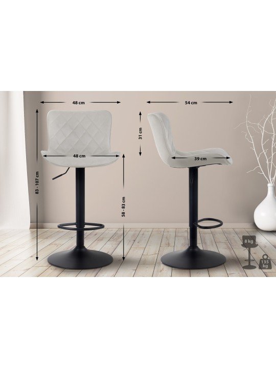 2 baarituolia Emma velvet, kermanvärinen