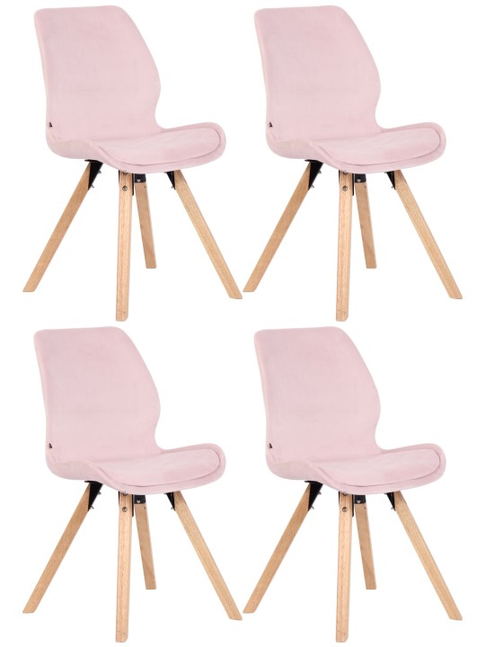 4 tuolin setti Luna velvet, pinkki