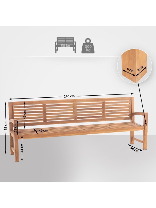 Tiikkipenkki Halden 240 cm, tiikki Tiikkipenkki Halden 240 cm, tiikki