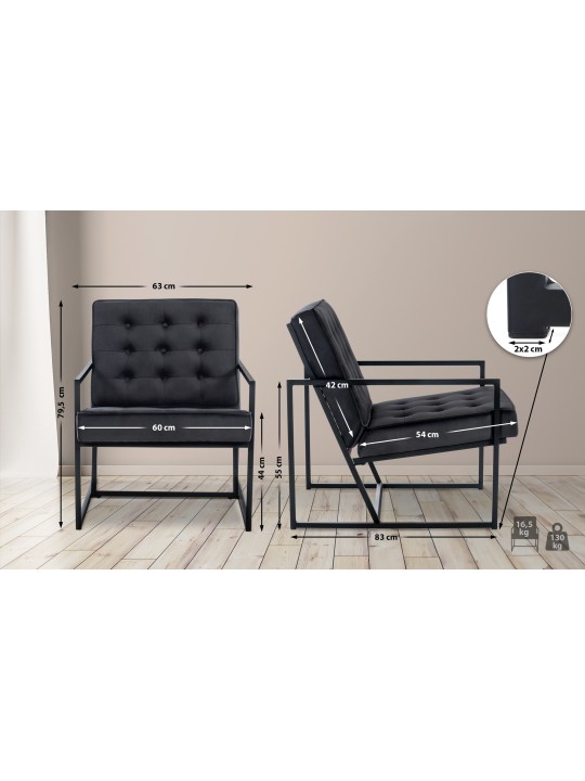 Lounger Avon samettia, harmaa