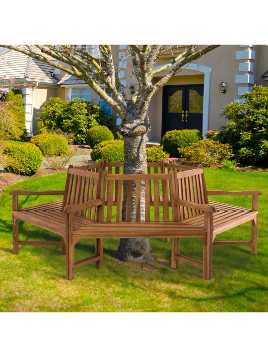 Sonja puupenkki käsinojilla 250 cm, tiikki