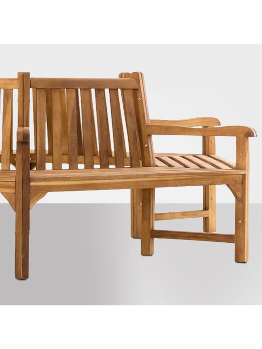 Sonja puupenkki käsinojilla 250 cm, tiikki