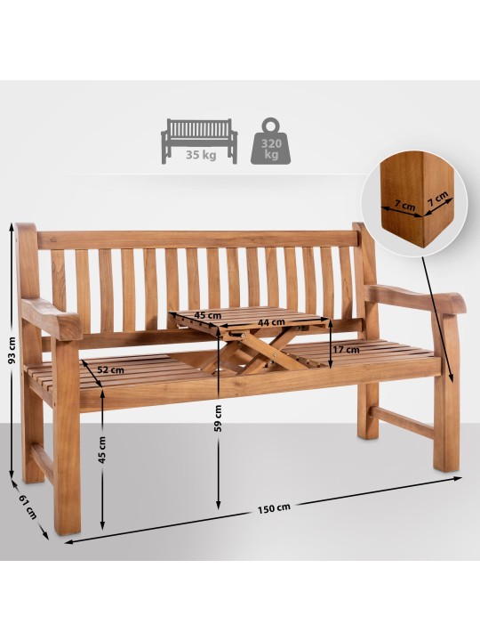 Tiikkipenkki Orlando 150 cm, tiikki