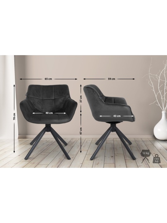 Westport samettituoli, tummanharmaa Westport samettituoli, tummanharmaa