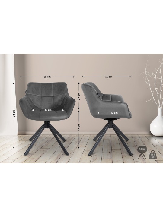 Westport samettituoli, harmaa