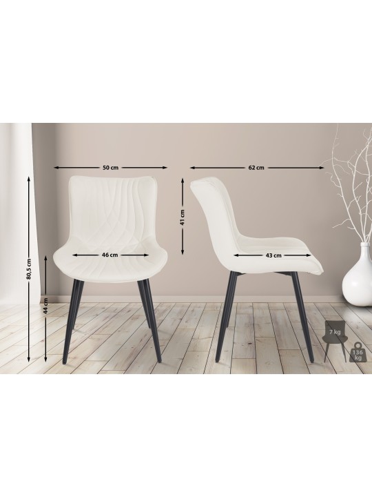 Brady samettituoli, kermanvärinen