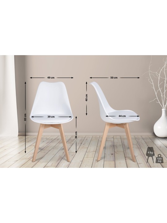 6 Ramsey-ruokailutuolin setti, valkoinen