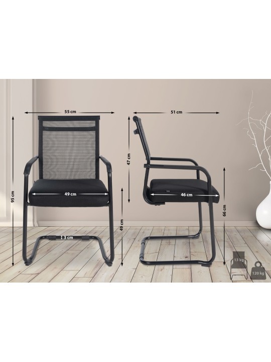 2 vierailijatuolin setti Denny, musta 2 vierailijatuolin setti Denny, musta