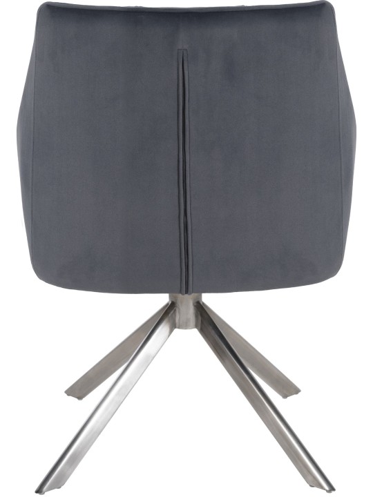 Ruokasalin tuoli Swing sametti ruostumatonta terästä, tummanharmaa