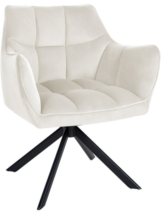 Swing samettinen ruokapöydän tuoli, kermanvärinen