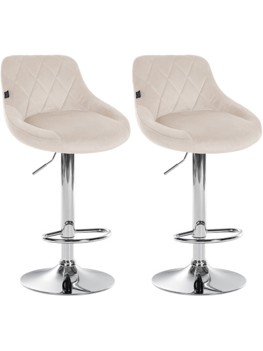 2 baarijakkaran sarja Lazio samettikromi, kermanvärinen 2 baarijakkaran sarja Lazio samettikromi, kermanvärinen