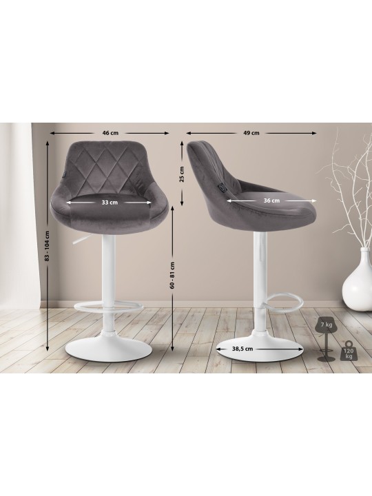 2 baarijakkaran setti Lazio velvet, harmaa