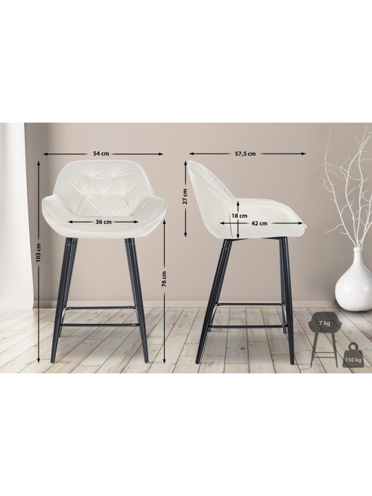 2 baarituolia Gibson 76 velvet, kermanvärinen