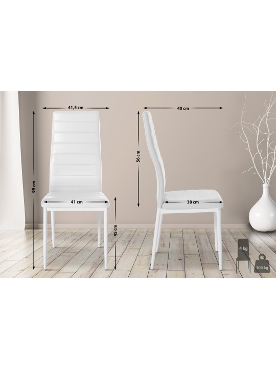 Mayfair keinonahkainen ruokapöydän tuoli, valkoinen