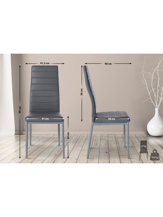 Mayfair keinonahkainen ruokapöydän tuoli, harmaa