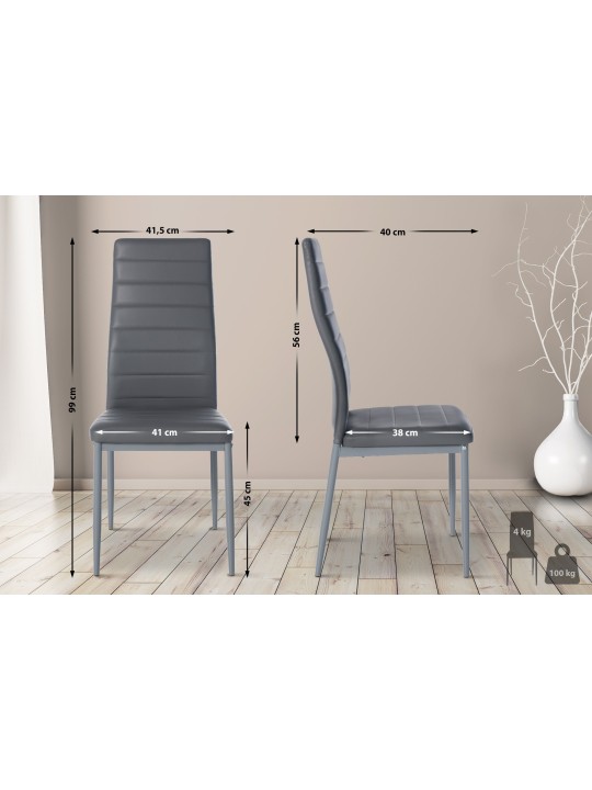 Set of 4 dining chairs Mayfair faux leather, harmaa Set of 4 dining chairs Mayfair faux leather, harmaa