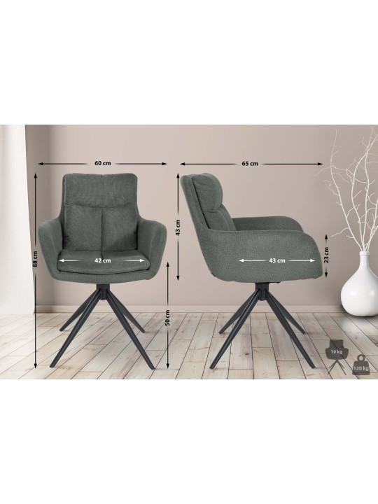 Vilas kangas ruokatuoli, harmaa