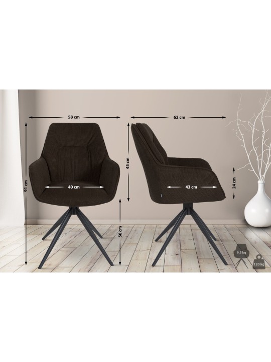 Jules kangas ruokapöydän tuoli, ruskea