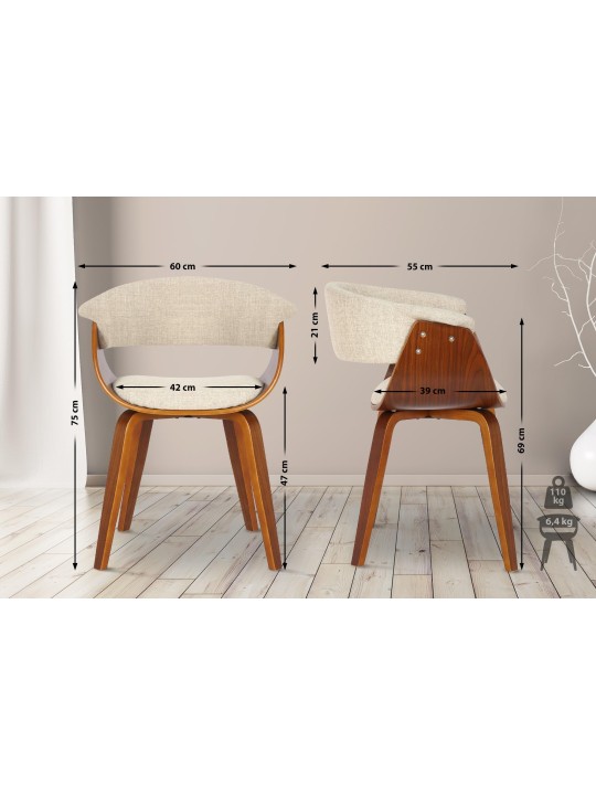 2 tuolin setti Bruce kangas, pähkinä/kermanvärinen