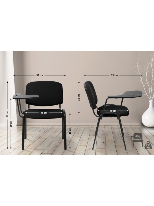 Ken XL -tuoli taitettavalla pöytäkankaalla, musta