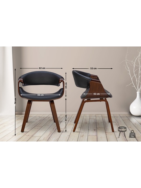 Foley keinonahkainen ruokapöydän tuoli, pähkinä/musta