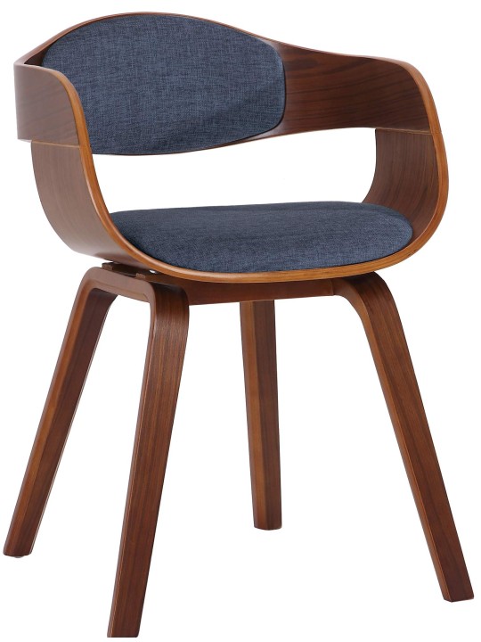 Vierailijatuoli Kingston kangasta, pähkinä/sininen