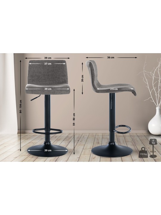 2 baarijakkaran sarja Branford kangasta, vaaleanharmaa