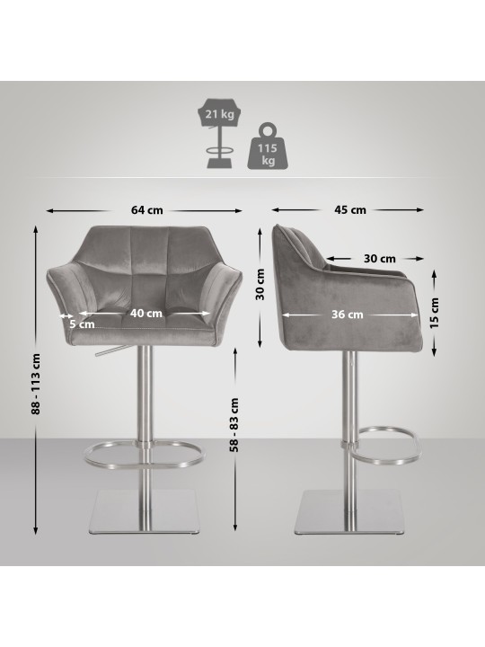 Baarijakkara Damaso E samettia, harmaa