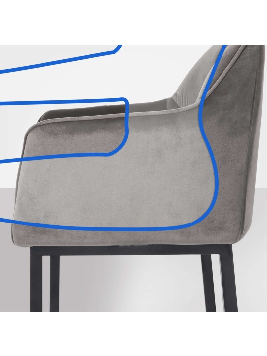 Baarijakkara Damaso B samettia 4 jalan rungolla, harmaa