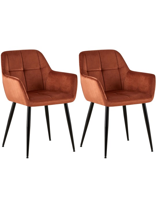 Sarja 2 ruokasalin tuolia Emia velvet, ruskea