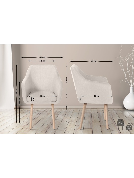 Vierailijatuoli Utrecht-kangas luonnollinen, kermanvärinen