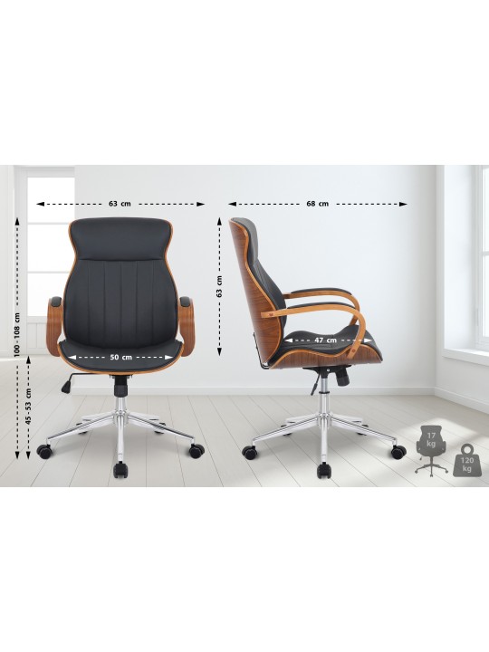 Työtuoli Melilla keinonahkaa, pähkinä/musta