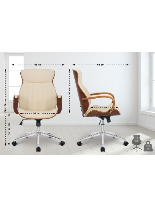 Työtuoli Melilla keinonahkaa, pähkinä/kermanvärinen