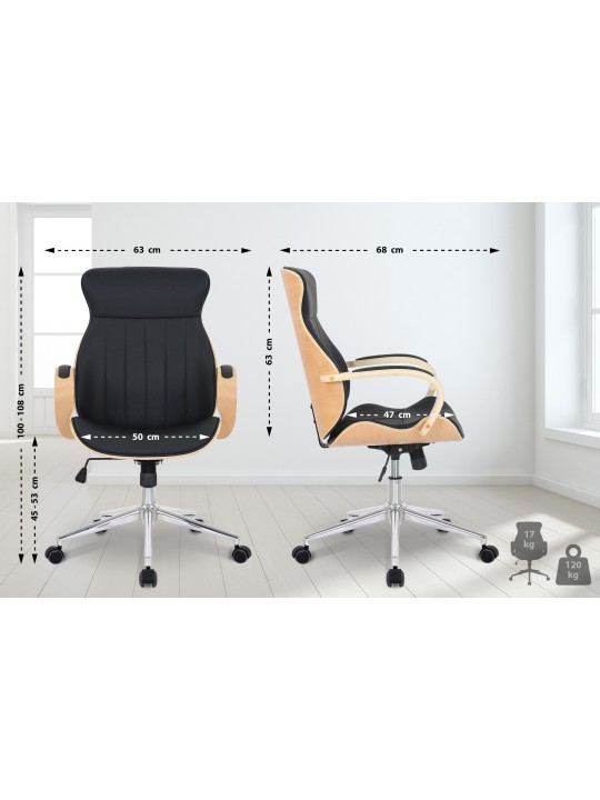 Työtuoli Melilla keinonahkaa, luonnonvärinen/musta