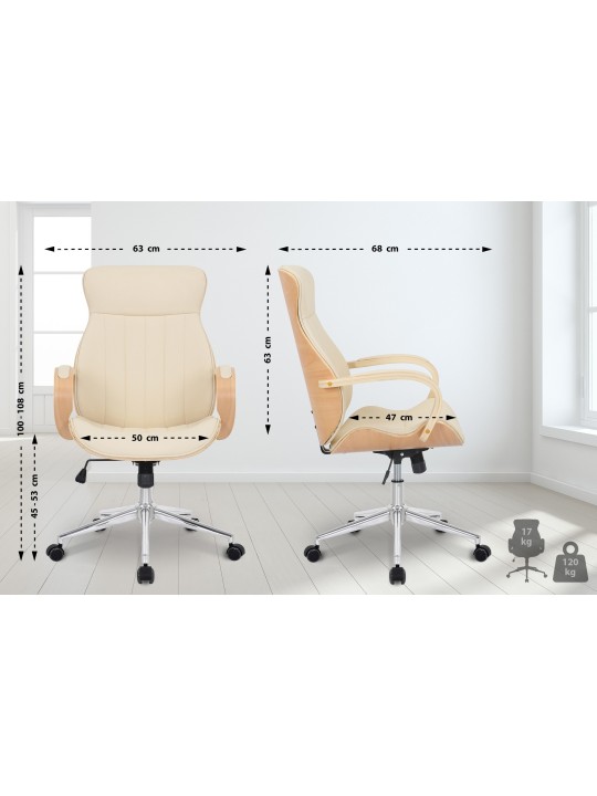 Työtuoli Melilla keinonahkaa, luonnonvärinen/kermanvärinen