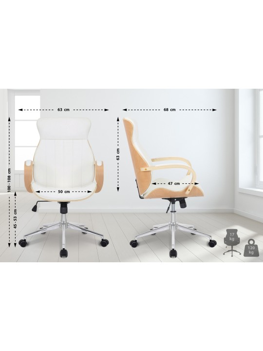 Työtuoli Melilla keinonahkaa, luonnonvärinen/valkoinen