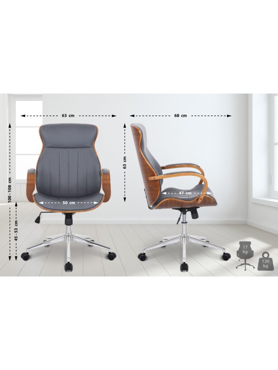 Työtuoli Melilla keinonahkaa, pähkinä/harmaa