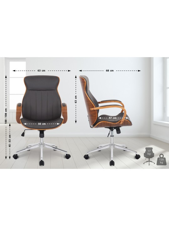 Työtuoli Melilla keinonahkaa, pähkinä/ruskea